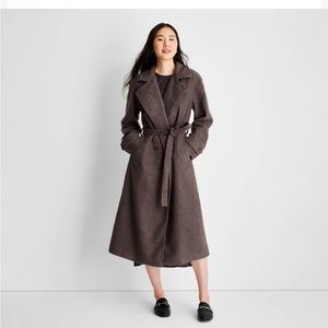 Women's Front-Tie Notched Lapel Double Breasted Long Coat - Future Collecti